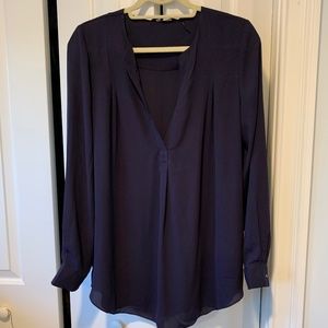 ZOA New York NAVY Long Sleeve V-Neck Blouse - L